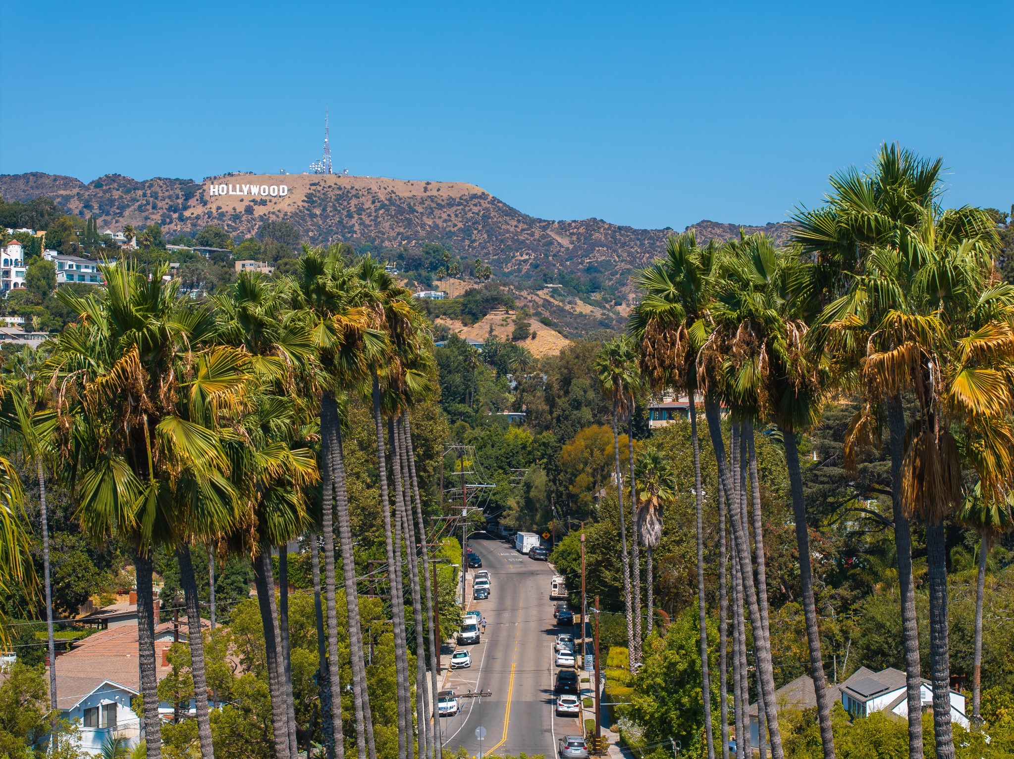 Uitzicht op het Hollywood Sign in Los Angeles