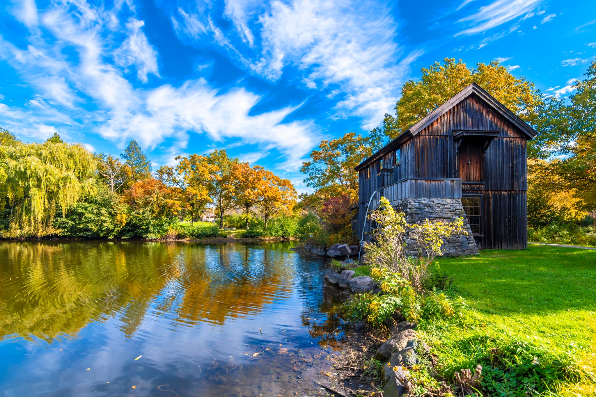 Rockford Illinois houten watermolen in herfst