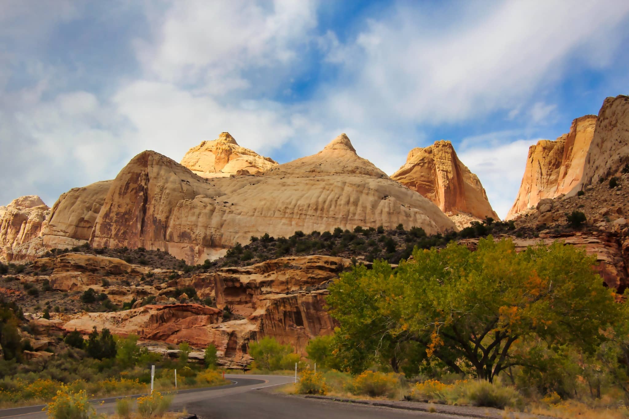 Witte rotskoepels in Capitol Reef, Utah