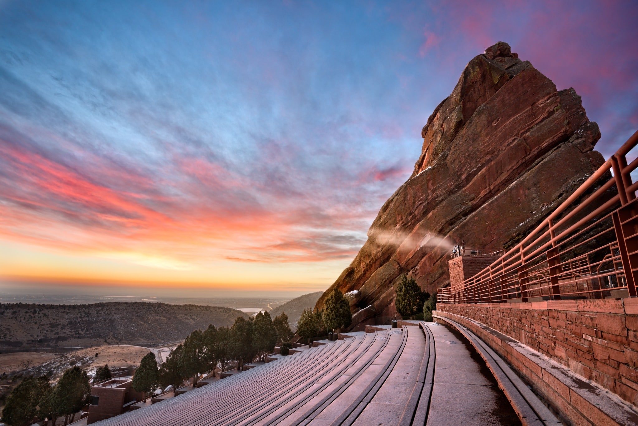 Tribunes Red Rocks Colorado met zonsopkomst