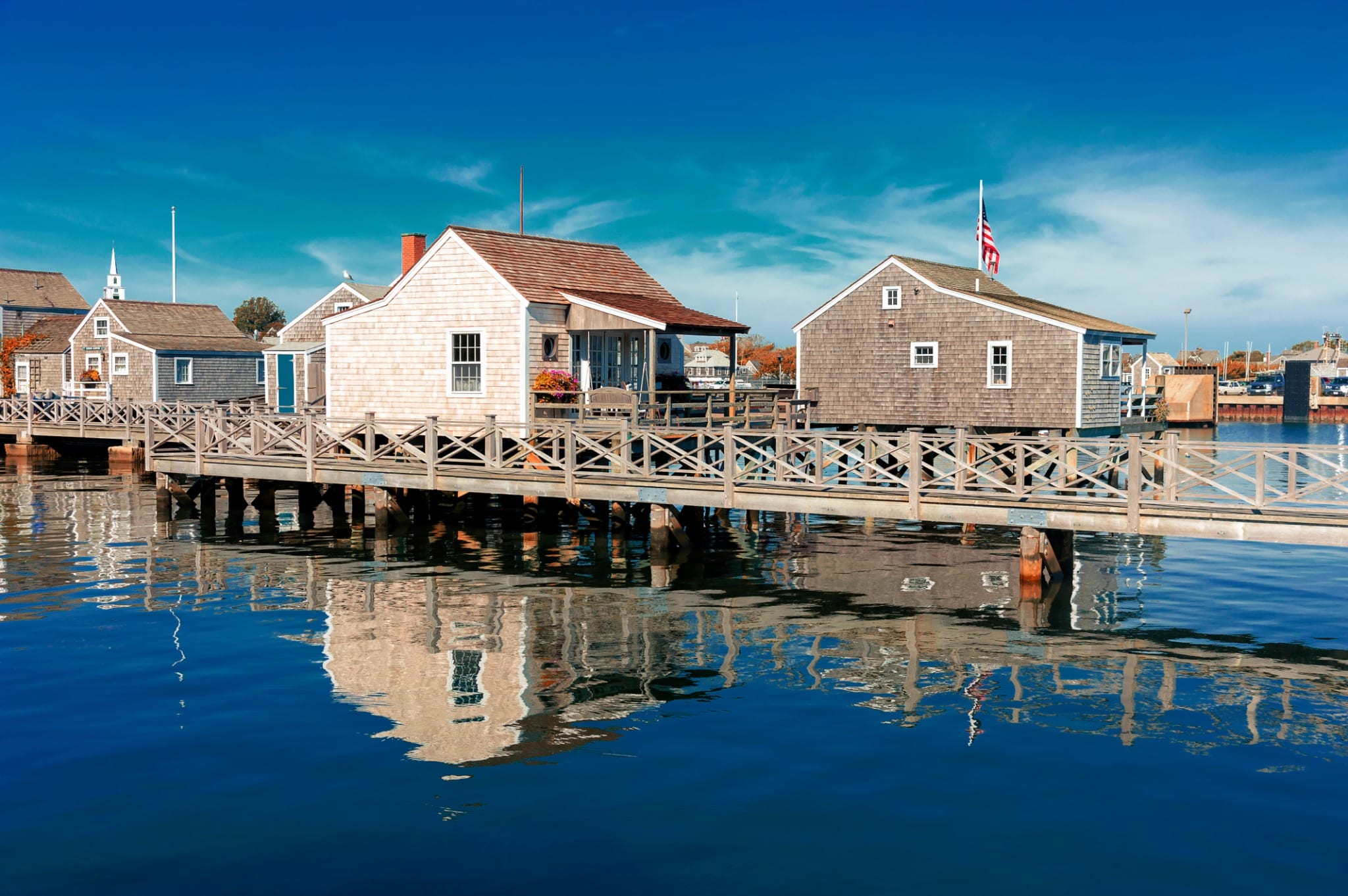 Huizen op palen in Nantucket Massachusetts