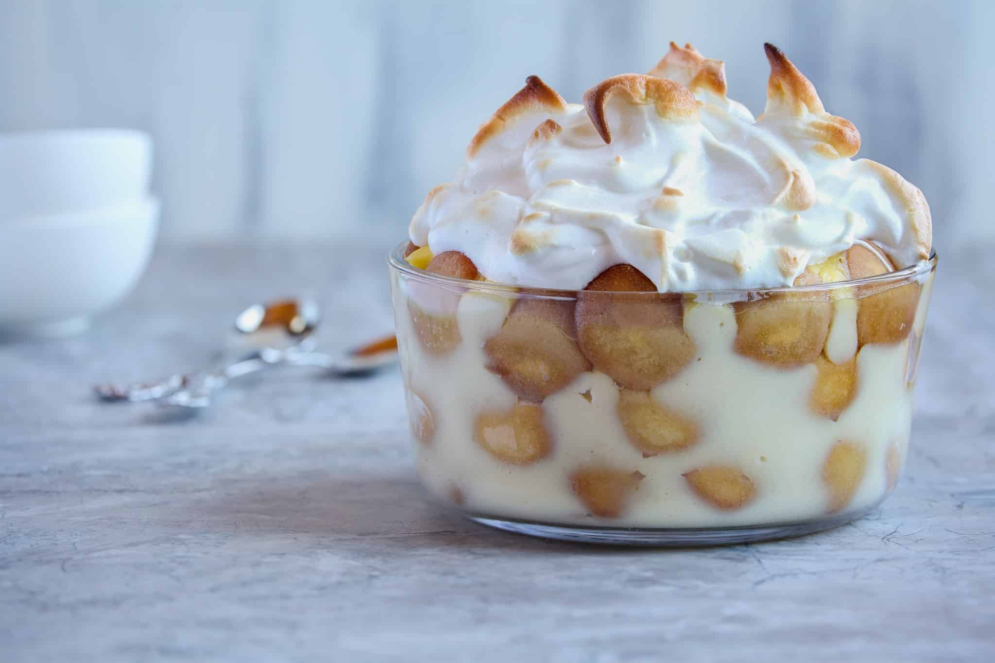 Kom banana pudding dessert uit Alabama