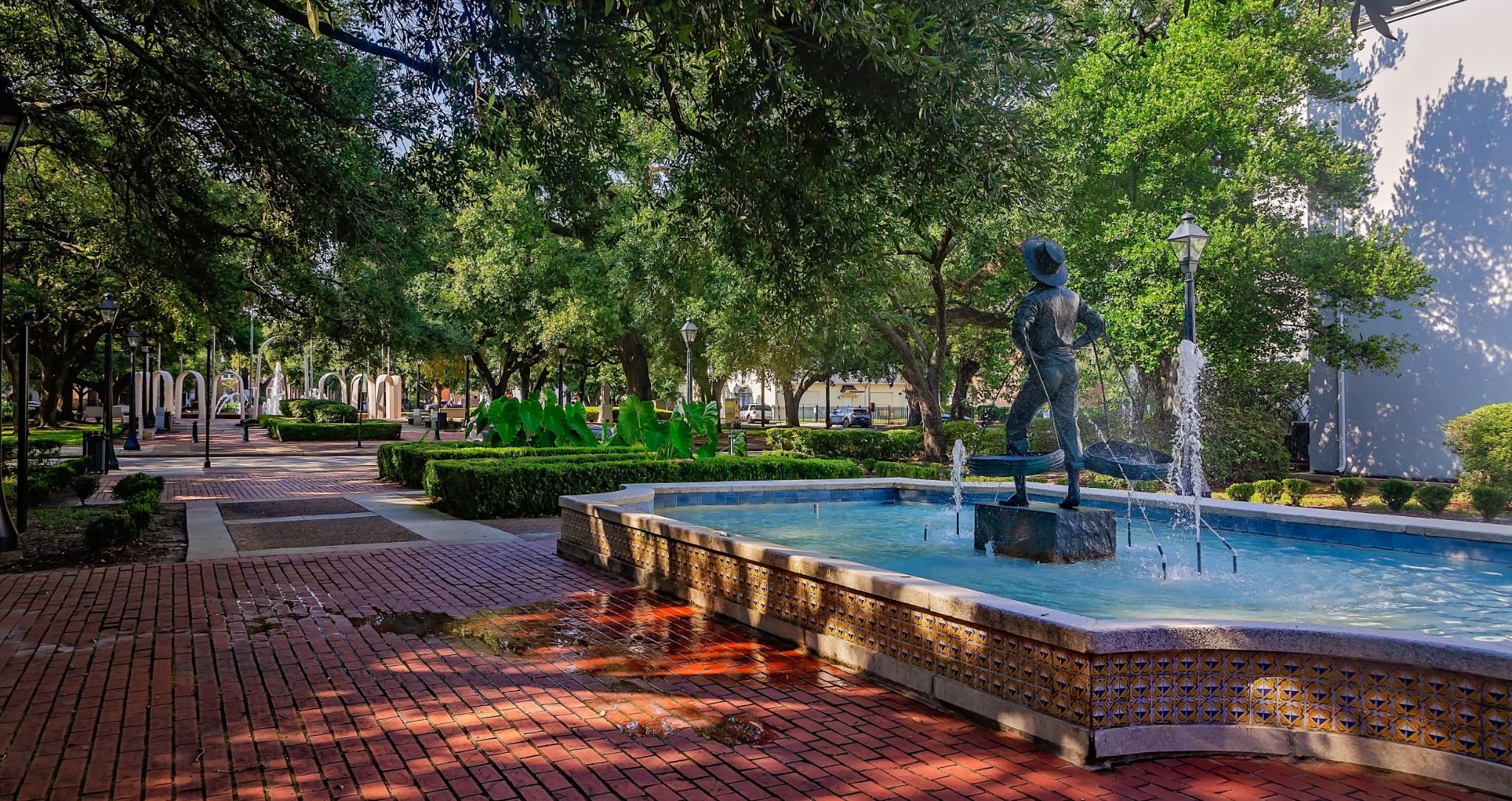 fontein in park met wandelpaden Mobile Alabama